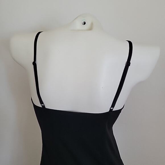 Victoria Secret Chemise Slip Dress Black Square Neck Bodycon Coquette Preppy - Picture 4 of 14